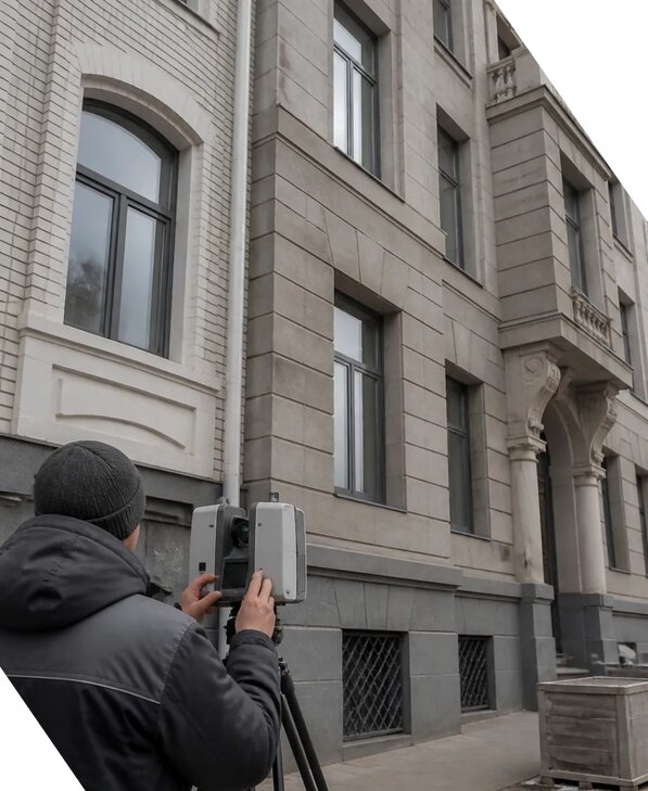 Лазерное сканирование фасадов зданий для обследования в Биробиджане